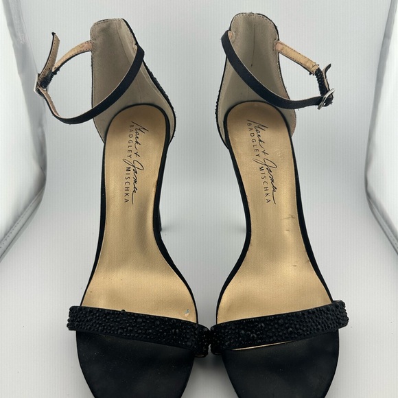 Badgley Mischka Black Ankle Strap Heels - Picture 1 of 5